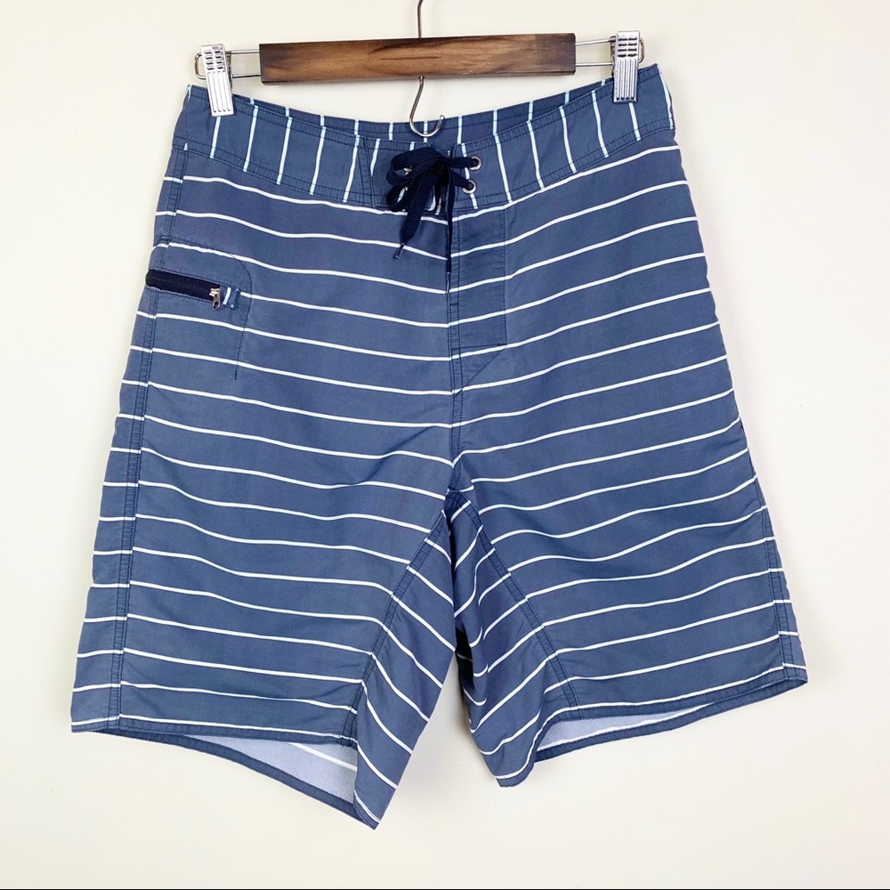Patagonia Swim Trunks 29 Striped Surf Beach Board Blue White